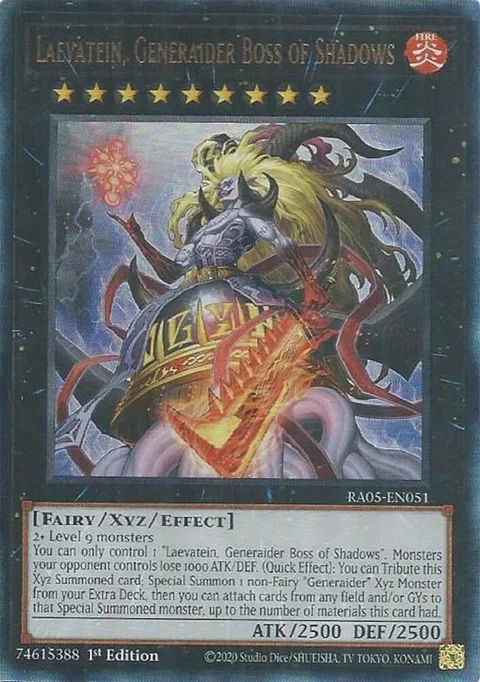 Laevatein, Generaider Boss of Shadows Prismatic Ultimate Rare RA05-EN051 Yu-Gi-Oh card from Rarity Collection 5