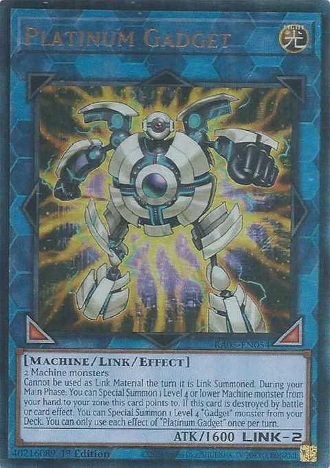 Platinum Gadget Prismatic Ultimate Rare RA05-EN054 Yu-Gi-Oh card from Rarity Collection 5