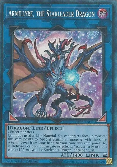 Armillyre, the Starleader Dragon Prismatic Collector's Rare RA05-EN055 Yu-Gi-Oh card from Rarity Collection 5