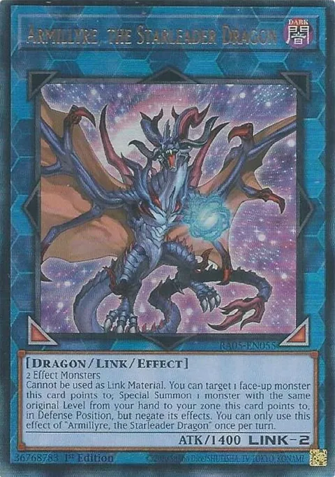 Armillyre, the Starleader Dragon Prismatic Ultimate Rare RA05-EN055 Yu-Gi-Oh card from Rarity Collection 5