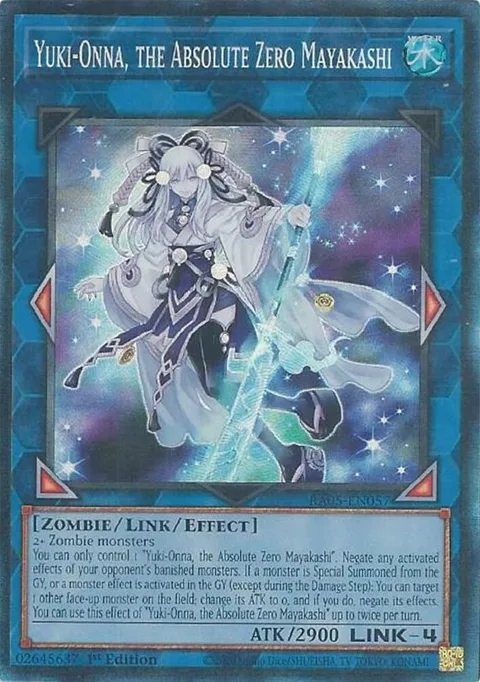 Yuki-Onna, the Absolute Zero Mayakashi Prismatic Collector's Rare RA05-EN057 Yu-Gi-Oh card from Rarity Collection 5