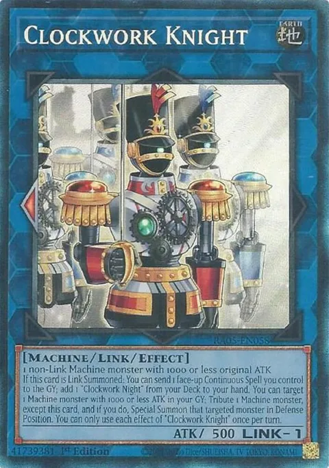Clockwork Knight Prismatic Collector's Rare RA05-EN058 Yu-Gi-Oh card from Rarity Collection 5