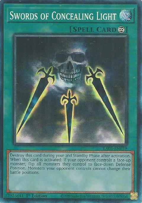 Swords of Concealing Light Prismatic Collector's Rare RA05-EN059 Yu-Gi-Oh card from Rarity Collection 5