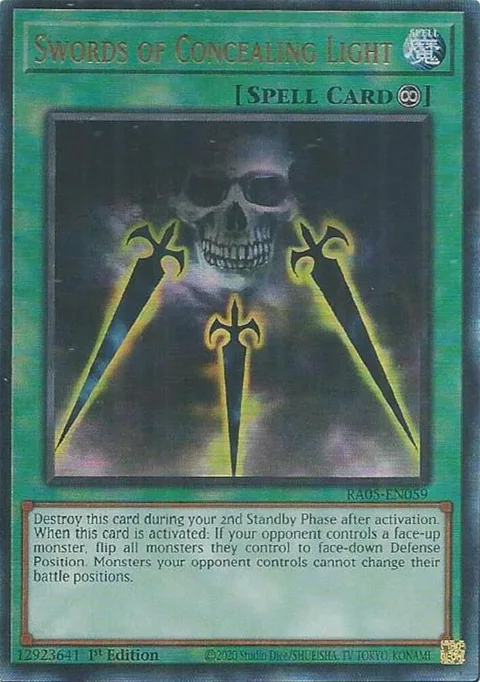 Swords of Concealing Light Prismatic Ultimate Rare RA05-EN059 Yu-Gi-Oh card from Rarity Collection 5