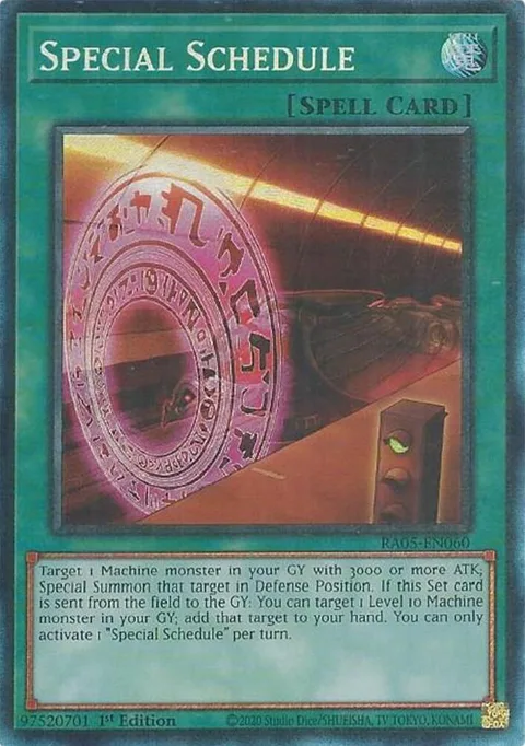 Special Schedule Prismatic Collector's Rare RA05-EN060 Yu-Gi-Oh card from Rarity Collection 5