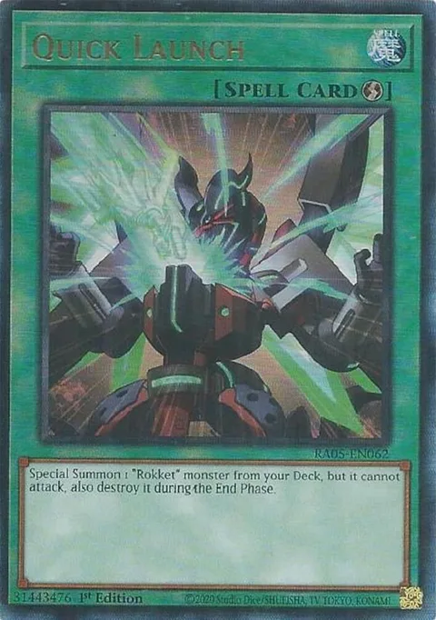Quick Launch Prismatic Ultimate Rare RA05-EN062 Yu-Gi-Oh card from Rarity Collection 5