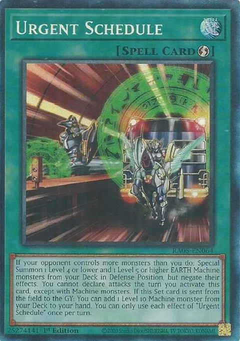 Urgent Schedule Prismatic Collector's Rare RA05-EN064 Yu-Gi-Oh card from Rarity Collection 5