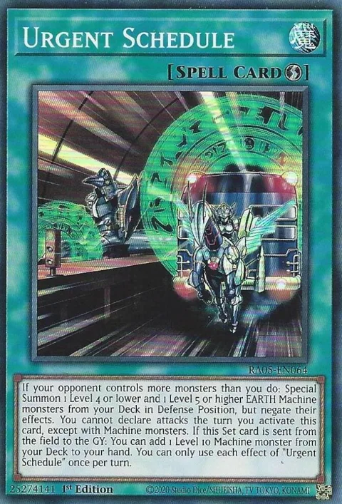 Urgent Schedule RA05-EN064 Yu-Gi-Oh card from Rarity Collection 5
