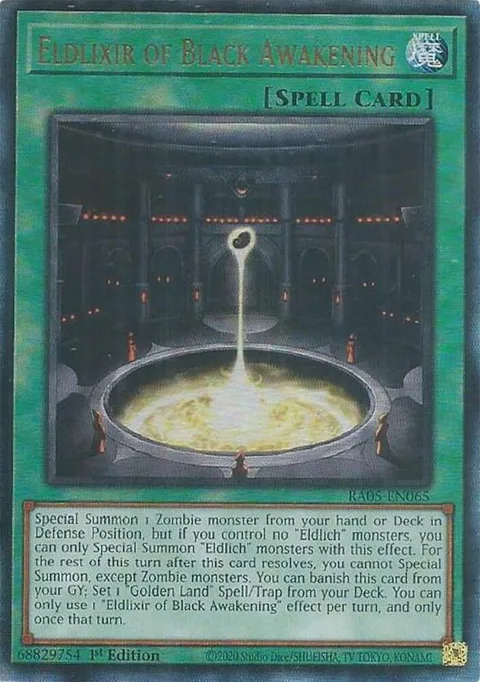 Eldlixir of Black Awakening Prismatic Ultimate Rare RA05-EN065 Yu-Gi-Oh card from Rarity Collection 5