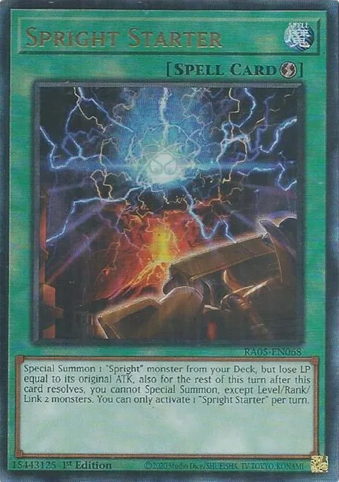 Spright Starter Prismatic Ultimate Rare RA05-EN068 Yu-Gi-Oh card from Rarity Collection 5