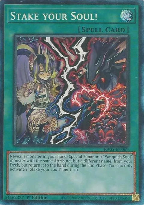 Stake your Soul! Prismatic Collector's Rare RA05-EN069 Yu-Gi-Oh card from Rarity Collection 5