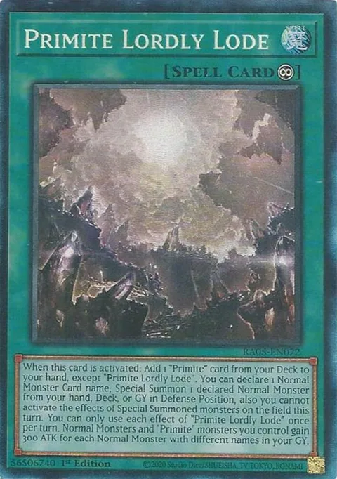 Primite Lordly Lode Prismatic Collector's Rare RA05-EN072 Yu-Gi-Oh card from Rarity Collection 5