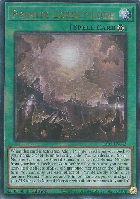 Primite Lordly Lode Prismatic Ultimate Rare RA05-EN072 Yu-Gi-Oh card from Rarity Collection 5