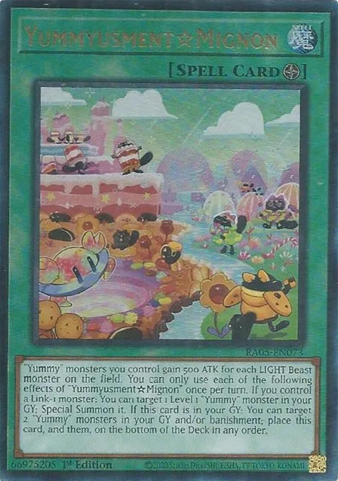 YummyusmentMignon Prismatic Ultimate Rare RA05-EN073 Yu-Gi-Oh card from Rarity Collection 5