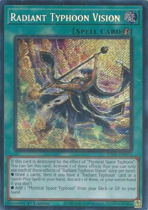 Radiant Typhoon Vision Secret Rare RA05-EN075 Yu-Gi-Oh card from Rarity Collection 5