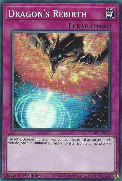 Dragon's Rebirth RA05-EN078 Yu-Gi-Oh card from Rarity Collection 5
