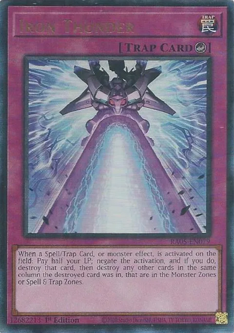 Iron Thunder Prismatic Ultimate Rare RA05-EN079 Yu-Gi-Oh card from Rarity Collection 5