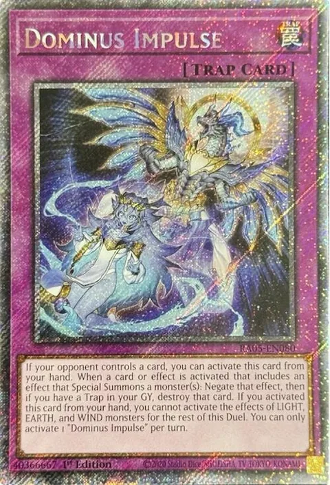 Dominus Impulse Platinum Secret Rare RA05-EN080 Yu-Gi-Oh card from Rarity Collection 5