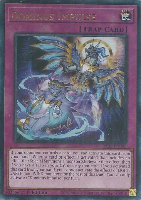 Dominus Impulse Prismatic Ultimate Rare RA05-EN080 Yu-Gi-Oh card from Rarity Collection 5