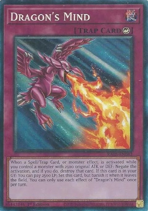 Dragon's Mind Prismatic Collector's Rare RA05-EN082 Yu-Gi-Oh card from Rarity Collection 5