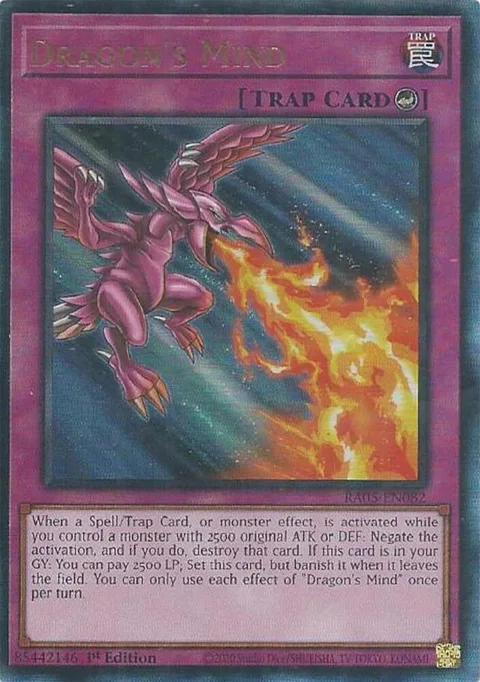 Dragon's Mind Prismatic Ultimate Rare RA05-EN082 Yu-Gi-Oh card from Rarity Collection 5
