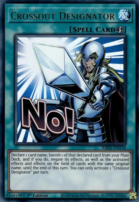 Crossout Designator RA05-EN118 Yu-Gi-Oh card from Rarity Collection 5
