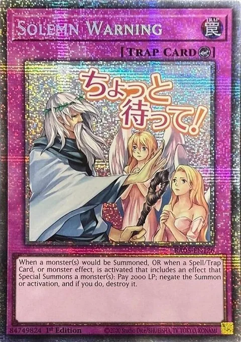 Solemn Warning Starlight Rare RA05-EN126 Yu-Gi-Oh card from Rarity Collection 5