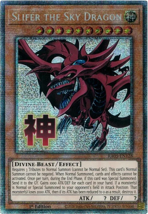 Slifer the Sky Dragon Starlight Rare RA05-EN128 Yu-Gi-Oh card from Rarity Collection 5