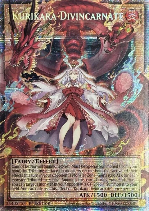 Kurikara Divincarnate Starlight Rare RA05-EN147 Yu-Gi-Oh card from Rarity Collection 5
