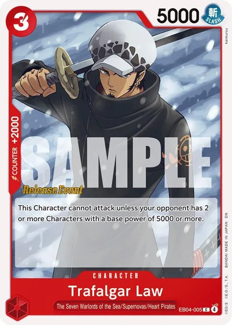 Trafalgar Law EB04-005 Pre-Release One Piece card from Adventure on Kami's Island Release Event Cards