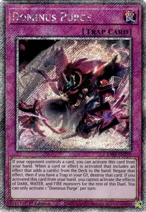 Dominus Purge Platinum Secret Rare RA05-EN150 Yu-Gi-Oh card from Rarity Collection 5