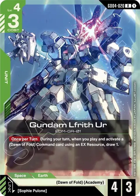 Gundam Lfrith Ur GD04-020 Gundam card from Phantom Aria