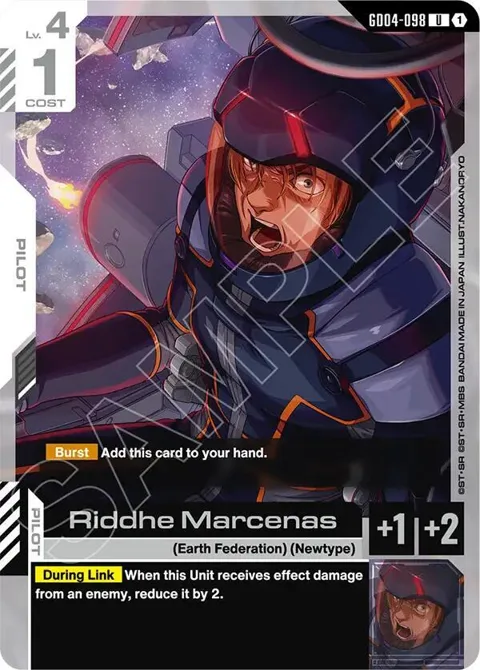 Riddhe Marcenas GD04-098 Gundam card from Phantom Aria