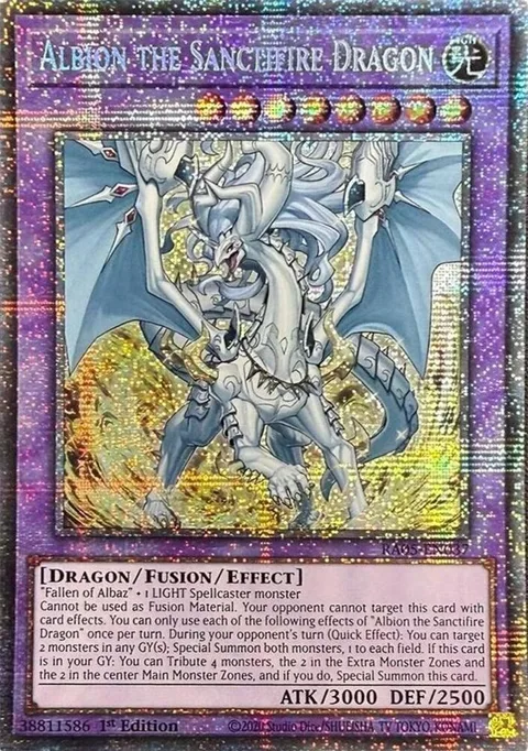 Albion the Sanctifire Dragon Starlight Rare RA05-EN037 Yu-Gi-Oh card from Rarity Collection 5