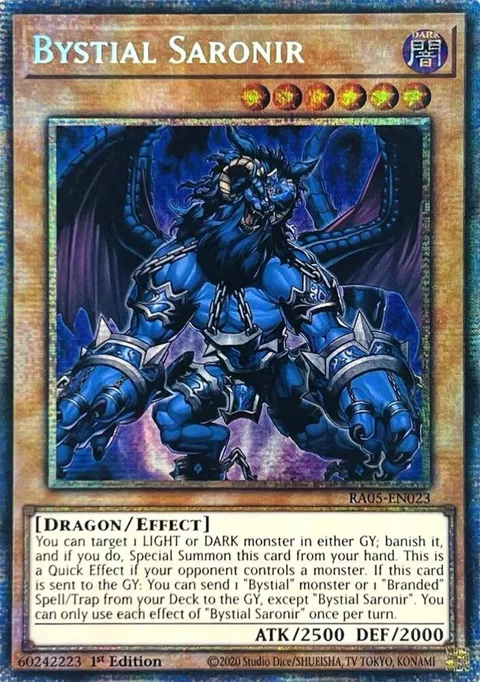 Bystial Saronir Starlight Rare RA05-EN023 Yu-Gi-Oh card from Rarity Collection 5