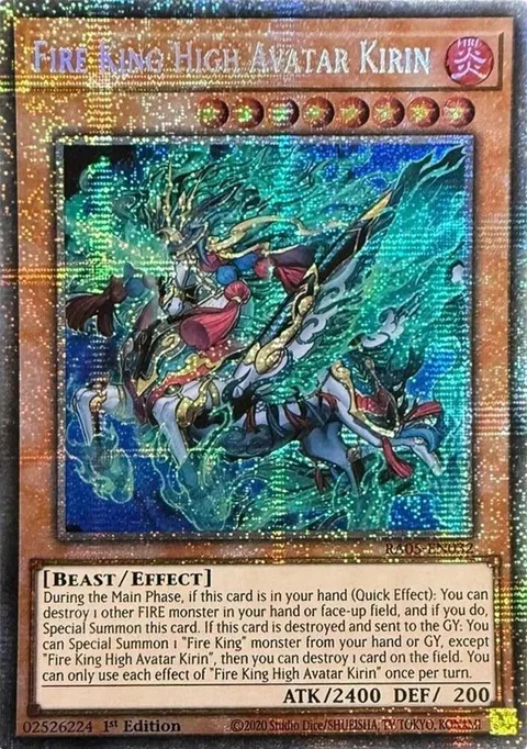 Fire King High Avatar Kirin Starlight Rare RA05-EN032 Yu-Gi-Oh card from Rarity Collection 5