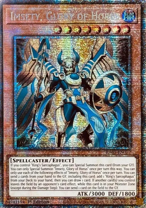 Imsety, Glory of Horus Starlight Rare RA05-EN027 Yu-Gi-Oh card from Rarity Collection 5