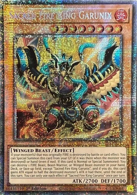 Sacred Fire King Garunix Starlight Rare RA05-EN031 Yu-Gi-Oh card from Rarity Collection 5