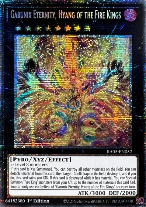 Garunix Eternity, Hyang of the Fire Kings Starlight Rare RA05-EN052 Yu-Gi-Oh card from Rarity Collection 5