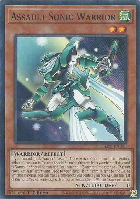Assault Sonic Warrior BLZD-EN005 Yu-Gi-Oh card from Blazing Dominion
