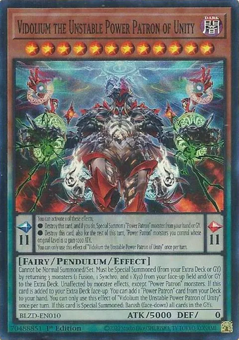 Vidolium the Unstable Power Patron of Unity BLZD-EN010 Yu-Gi-Oh card from Blazing Dominion