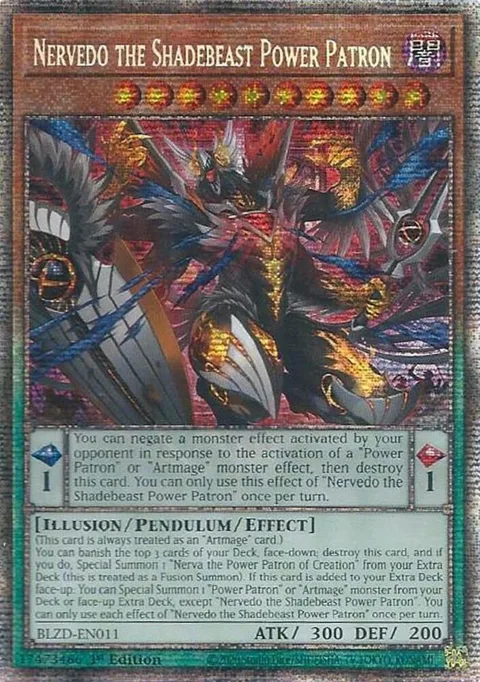 Nervedo the Shadebeast Power Patron Starlight Rare BLZD-EN011 Yu-Gi-Oh card from Blazing Dominion