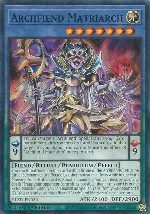 Archfiend Matriarch BLZD-EN030 Yu-Gi-Oh card from Blazing Dominion