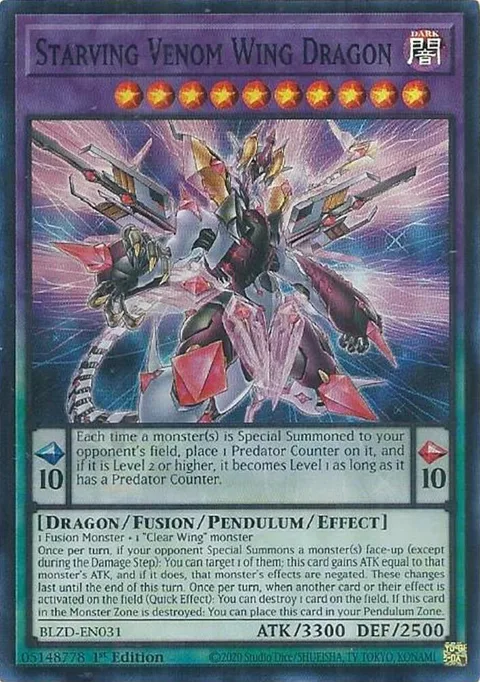 Starving Venom Wing Dragon BLZD-EN031 Yu-Gi-Oh card from Blazing Dominion