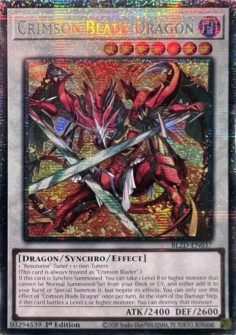 Crimson Blade Dragon Starlight Rare BLZD-EN037 Yu-Gi-Oh card from Blazing Dominion