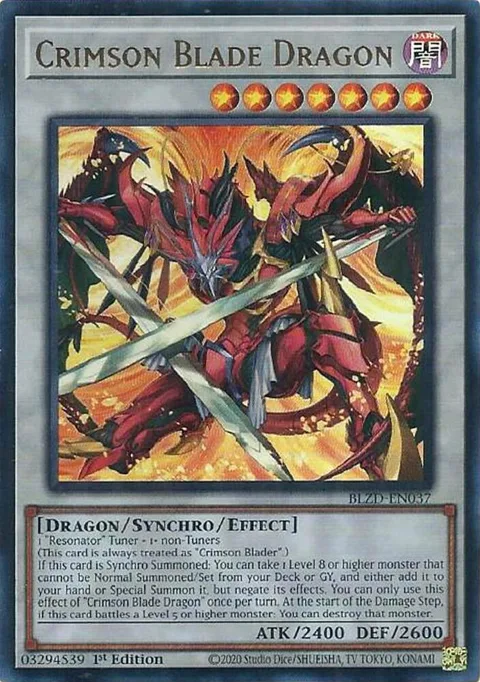Crimson Blade Dragon BLZD-EN037 Yu-Gi-Oh card from Blazing Dominion