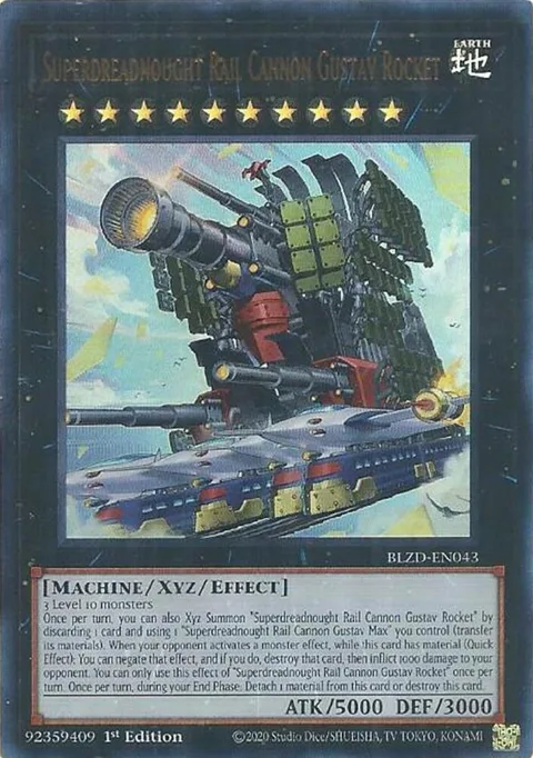 Superdreadnought Rail Cannon Gustav Rocket BLZD-EN043 Yu-Gi-Oh card from Blazing Dominion