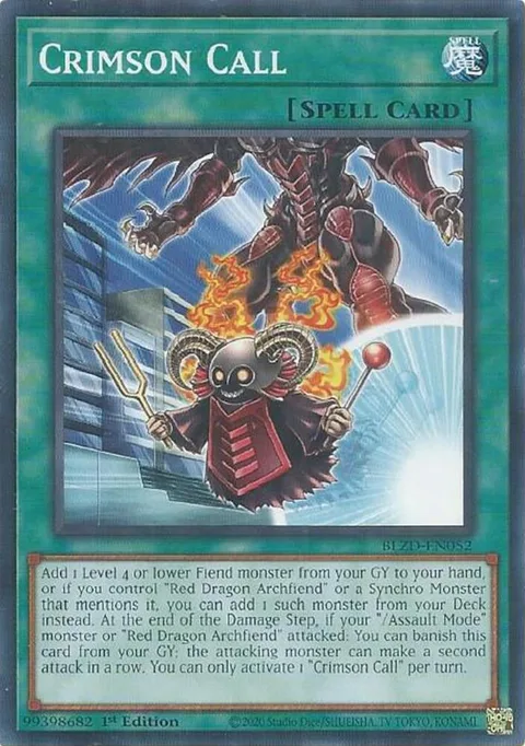 Crimson Call BLZD-EN052 Yu-Gi-Oh card from Blazing Dominion