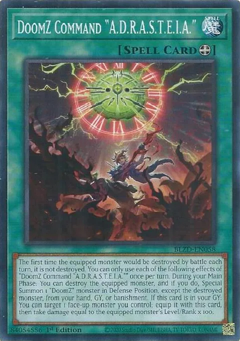 DoomZ Command "A.D.R.A.S.T.E.I.A." BLZD-EN058 Yu-Gi-Oh card from Blazing Dominion