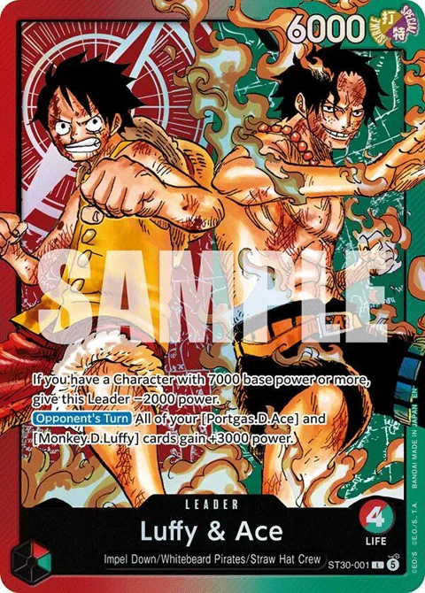 Luffy & Ace ST30-001 One Piece card from Starter Deck EX: Luffy & Ace
